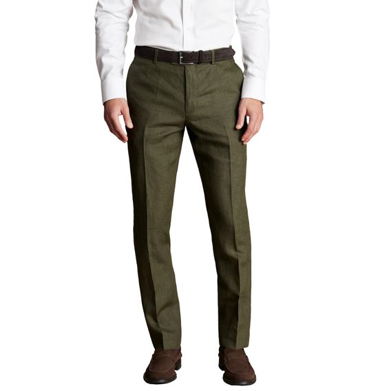 Charles Tyrwhitt Linen Pants — Olive