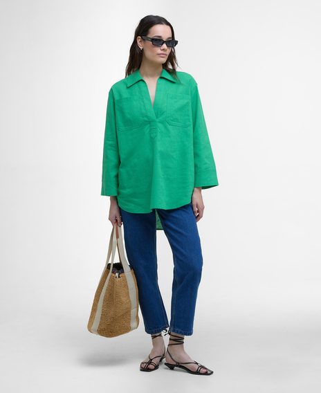 Barbour Cecile Relaxed Tunic Shirt — Kelly Green