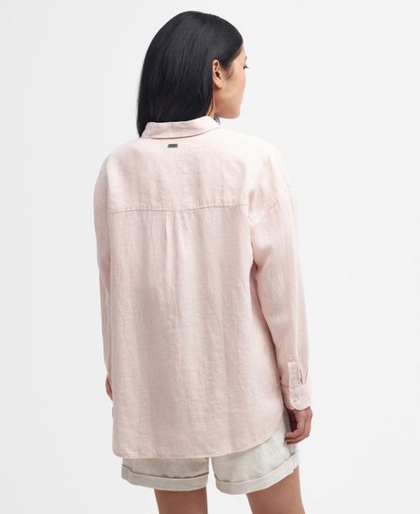 Barbour Hampton Relaxed Linen Shirt — Primrose Pink