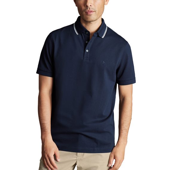Charles Tyrwhitt Pique Polo — Navy / White Tipping