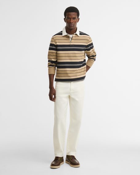Barbour Frith Striped Rugby Shirt — Stone