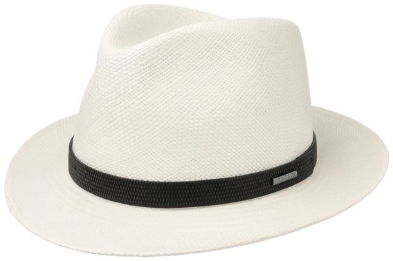 Fedora Panama Stetson - bílá slaměná s černou stuhou