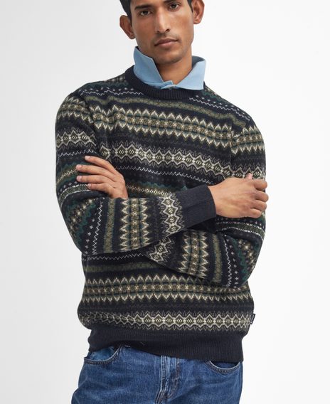 Barbour Case Fair Isle Jumper — Black Marl