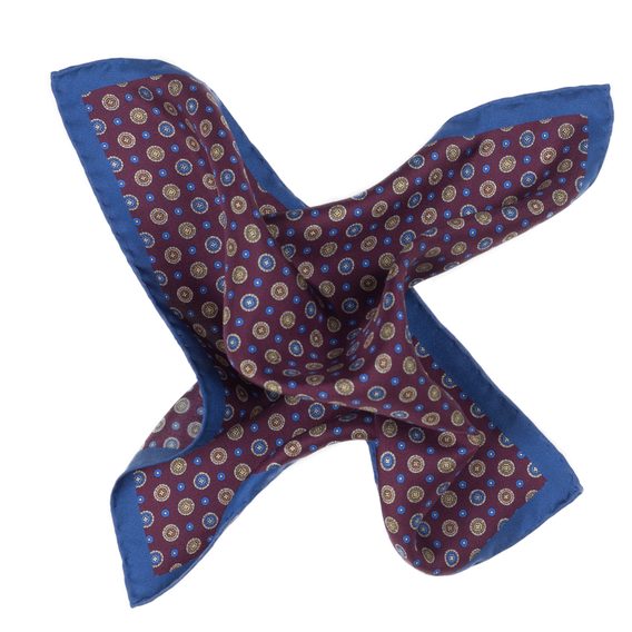 Fialový kapesníček s modrými okraji a barevnými kvítky John & Paul