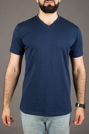 V-neck tričko John & Paul — Navy