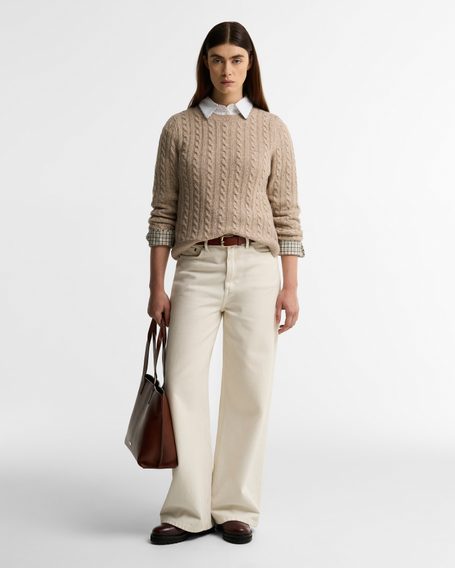 Barbour Ashdown Relaxed Cable-Knit Jumper — Honey