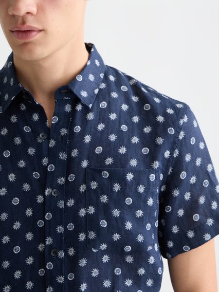 Scotch & Soda — Printed Linen Short-Sleeved Shirt