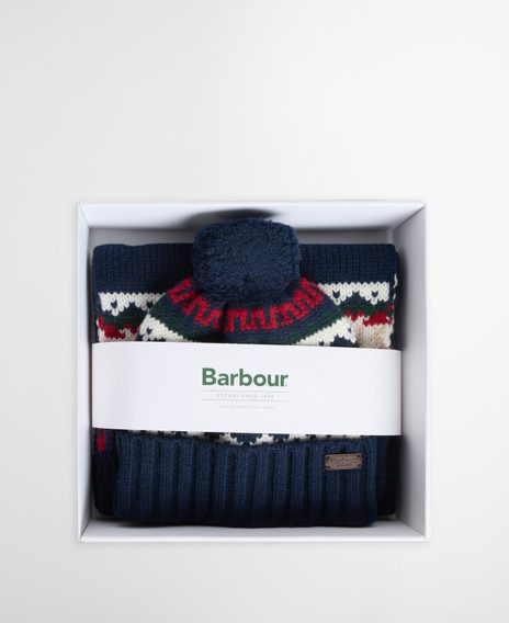Barbour Kane Knitted Beanie & Scarf Gift Set