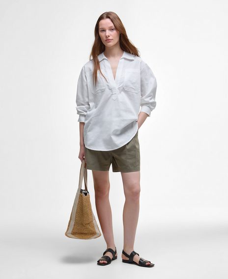 Barbour Cecile Relaxed Tunic Shirt — White