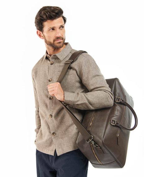 Kožená víkendová taška Barbour Highgate Leather Holdall - tmavě hnědá