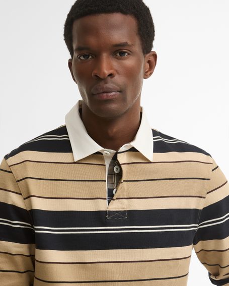 Barbour Frith Striped Rugby Shirt — Stone
