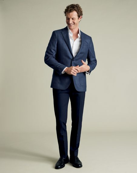 Charles Tyrwhitt Wool Twill Silk Jacket — Ink Blue