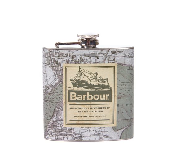 Nerezová placatka Barbour Archive Map Hip Flask - Green