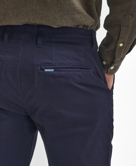 Barbour Sueded Sateen Tailored Fit Trousers — Dark Navy