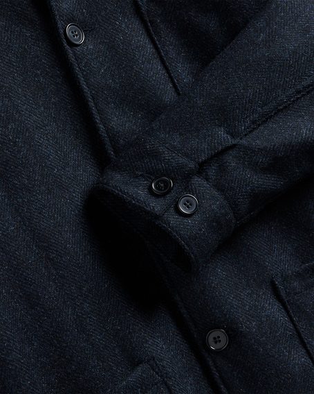 Portuguese Flannel Labura Herringbone Wool — Navy