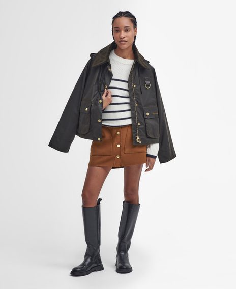 Barbour Belmore Striped Crew Neck Jumper — Ecru
