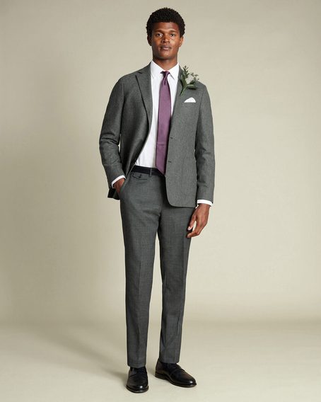 Charles Tyrwhitt Wool Stretch Trousers — Grey