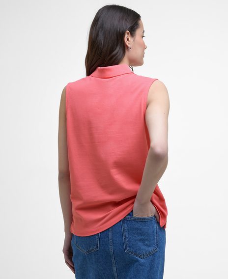 Barbour Bowford Sleeveless Polo Top — Pink Punch