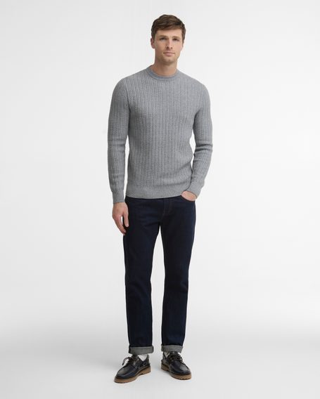 Barbour Herringbone Knitted Crew — Grey