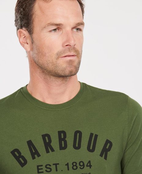 Bavlněné tričko Barbour Ridge Logo Tee - Duffle Green