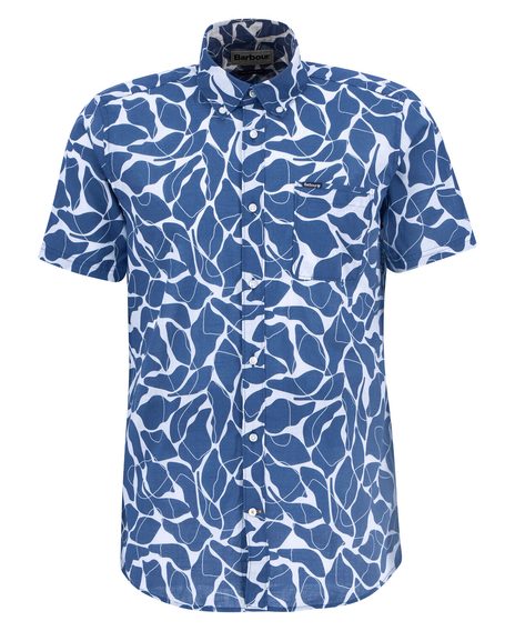 Barbour Spillroad Printed Short-Sleeved Shirt — Dark Denim