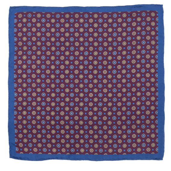 Fialový kapesníček s modrými okraji a barevnými kvítky John & Paul