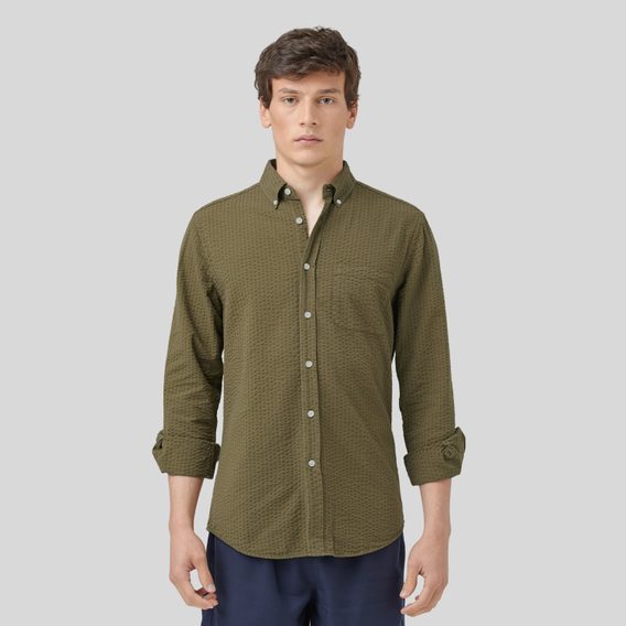 Bavlněná košile Portuguese Flannel Atlantico - Abstract Olive (button-down)