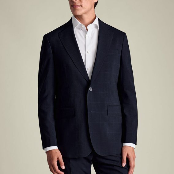 Charles Tyrwhitt Windowpane Check Suit Jacket — Navy