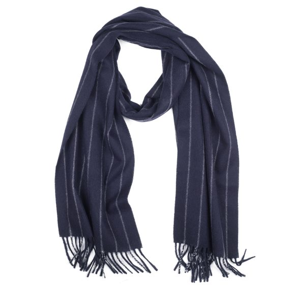 Kašmírová šála John & Paul - tmavě modrá s proužky