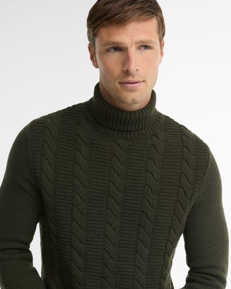 Barbour Staplecross Rollneck Sweater — Forest Green