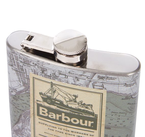 Nerezová placatka Barbour Archive Map Hip Flask - Green
