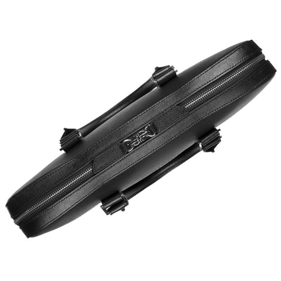 Kožená slim taška na notebook John & Paul - černá