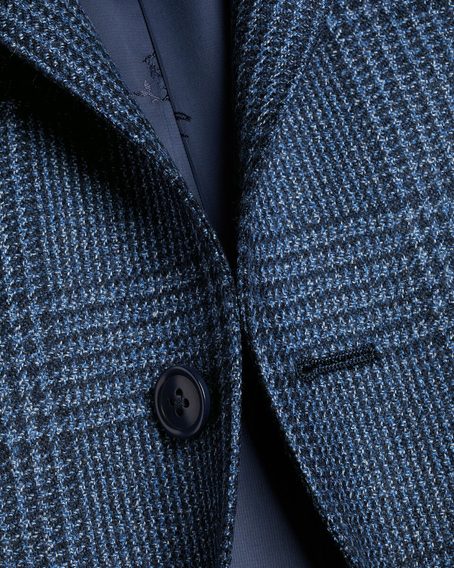 Charles Tyrwhitt Wool Silk Check Jacket — Ocean Blue