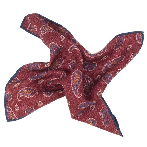 Oboustranný vínový kapesníček s kvítky a paisley vzorem John & Paul