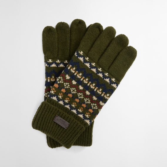 Barbour Marlow Fair Isle Gloves — Olive