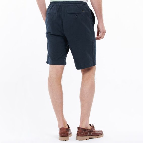 Jednobarevné lněné kraťasy Barbour Linen Mix Shorts - City Navy