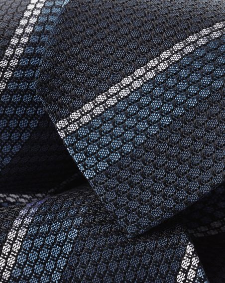 Charles Tyrwhitt Silk Grenadine Striped Italian Tie — Navy / Ocean Blue