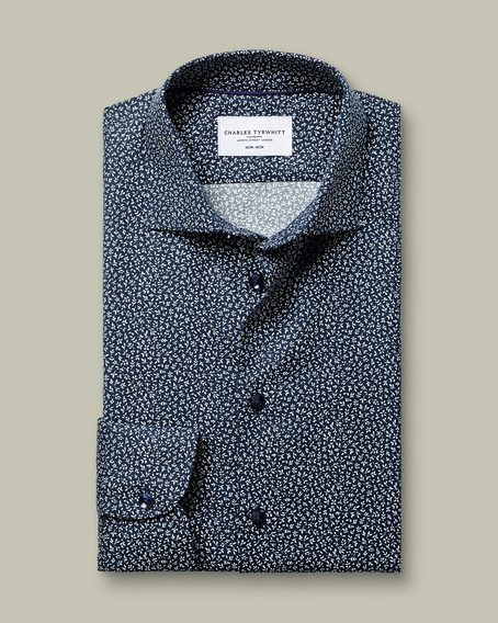 Charles Tyrwhitt Non-Iron Stretch Print Shirt — Navy