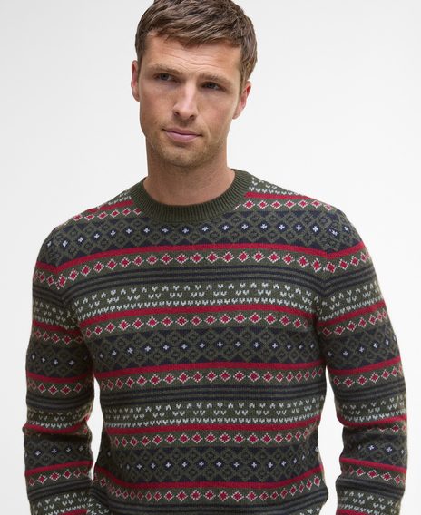 Barbour Easdale Fair Isle Sweater — Khaki