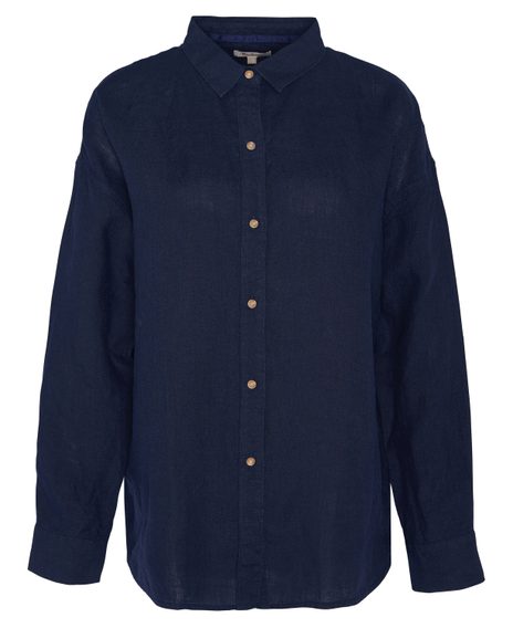 Barbour Hampton Relaxed Linen Shirt — Classic Navy