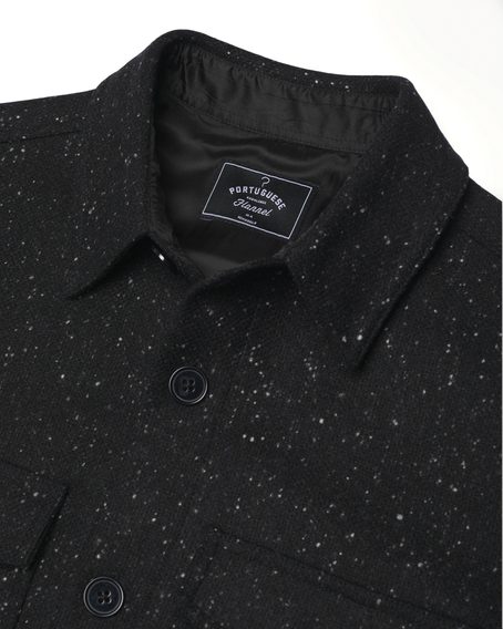 Вълнен overshirt Portuguese Flannel Donegal Wool - Black
