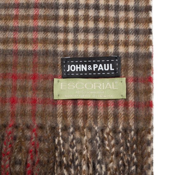 Hnědočervená kostkovaná šála z vlny Escorial John & Paul