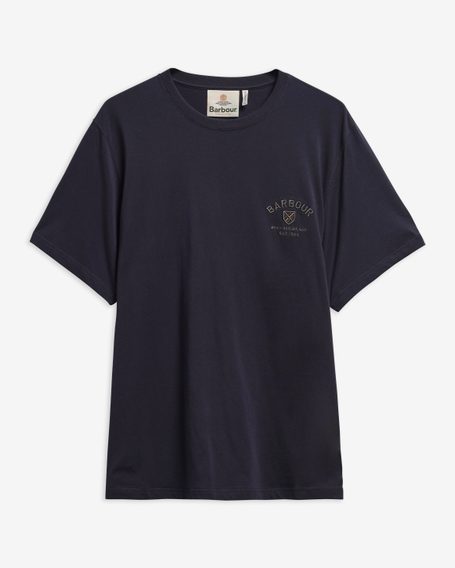 Barbour Tartan Tailored Crest Logo T-Shirt — Navy