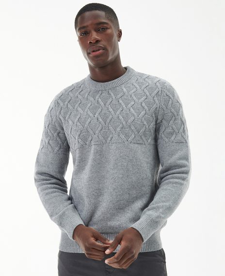 Barbour International Cable Knitted Jumper — Grey Marl