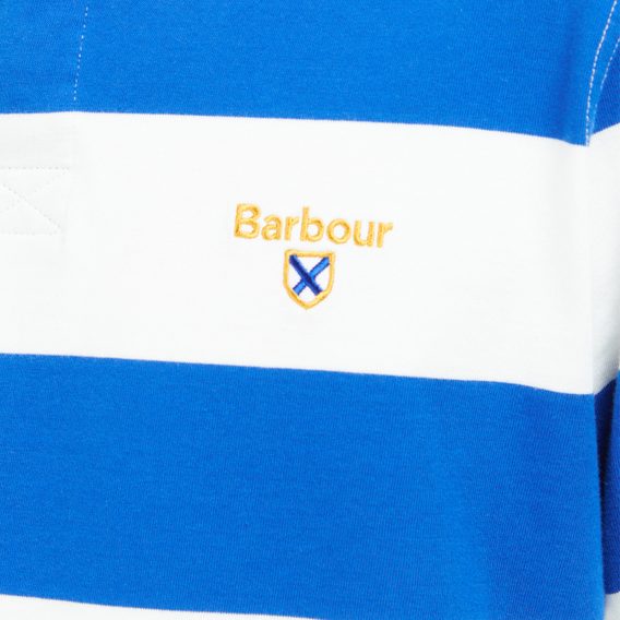 Bavlněné polo s dlouhým rukávem Barbour Hollywell Stripe Rugby Shirt - Whisper White