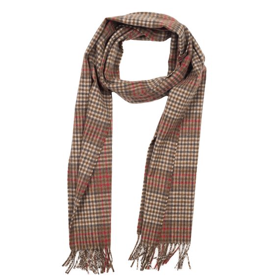 Hnědočervená kostkovaná šála z vlny Escorial John & Paul