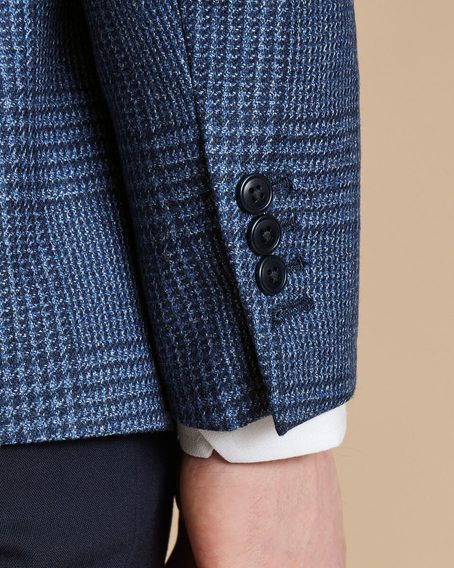 Charles Tyrwhitt Wool Silk Check Jacket — Ocean Blue