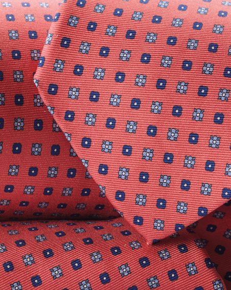 Charles Tyrwhitt Silk Geo Print Tie — Coral Pink