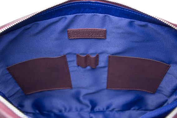 Kožená slim taška na notebook John & Paul - vínová