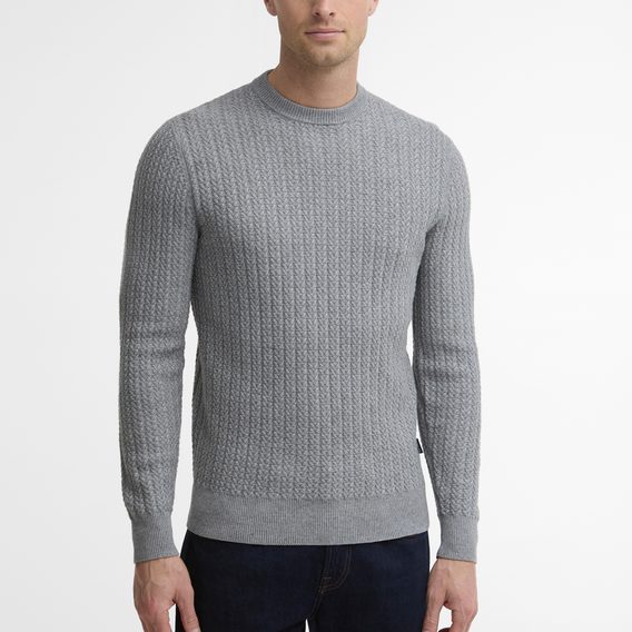 Barbour Herringbone Knitted Crew — Grey